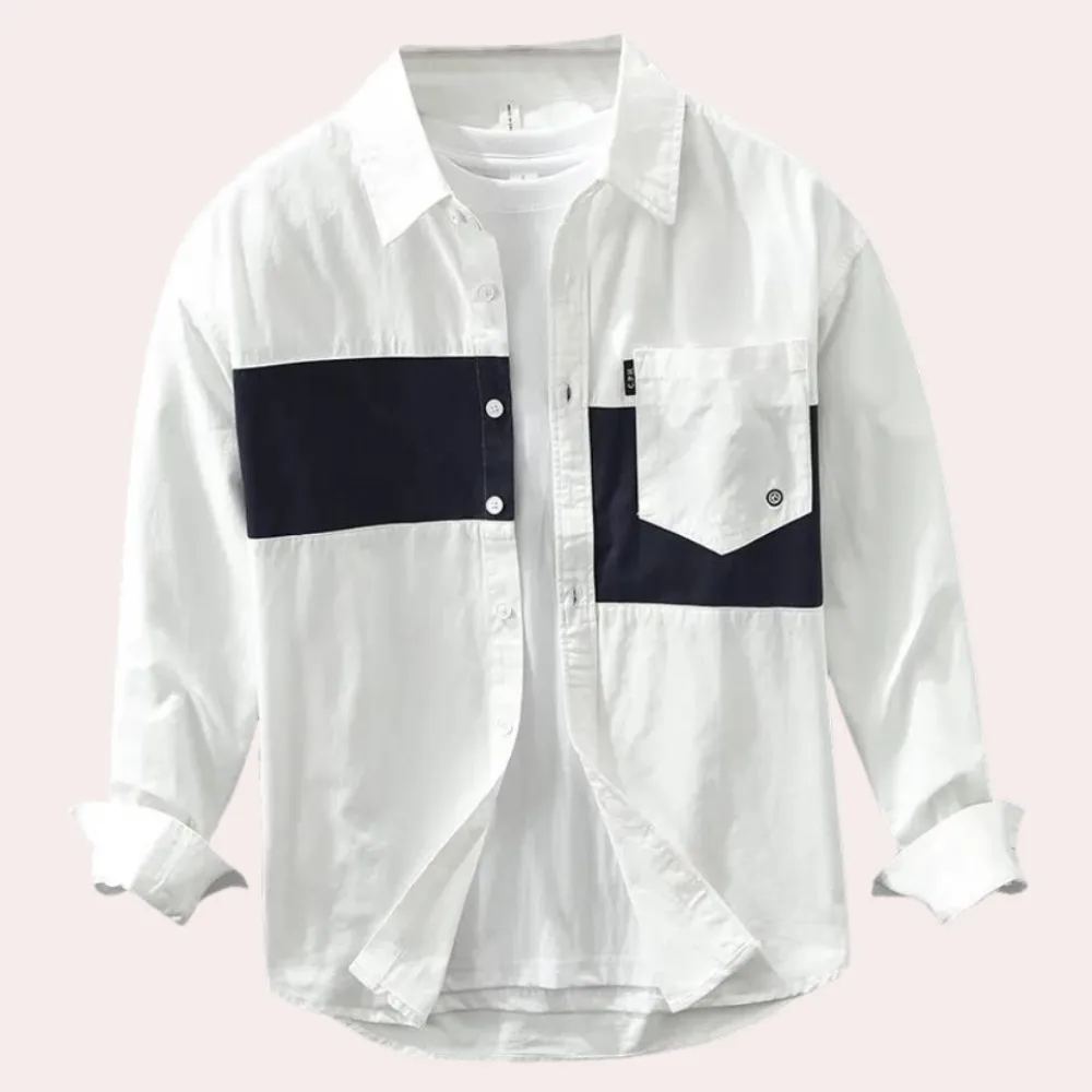 Men's Vintage Patchwork Long Sleeve Shirt
