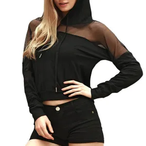 Mesh Patchwork Hooded Shirt