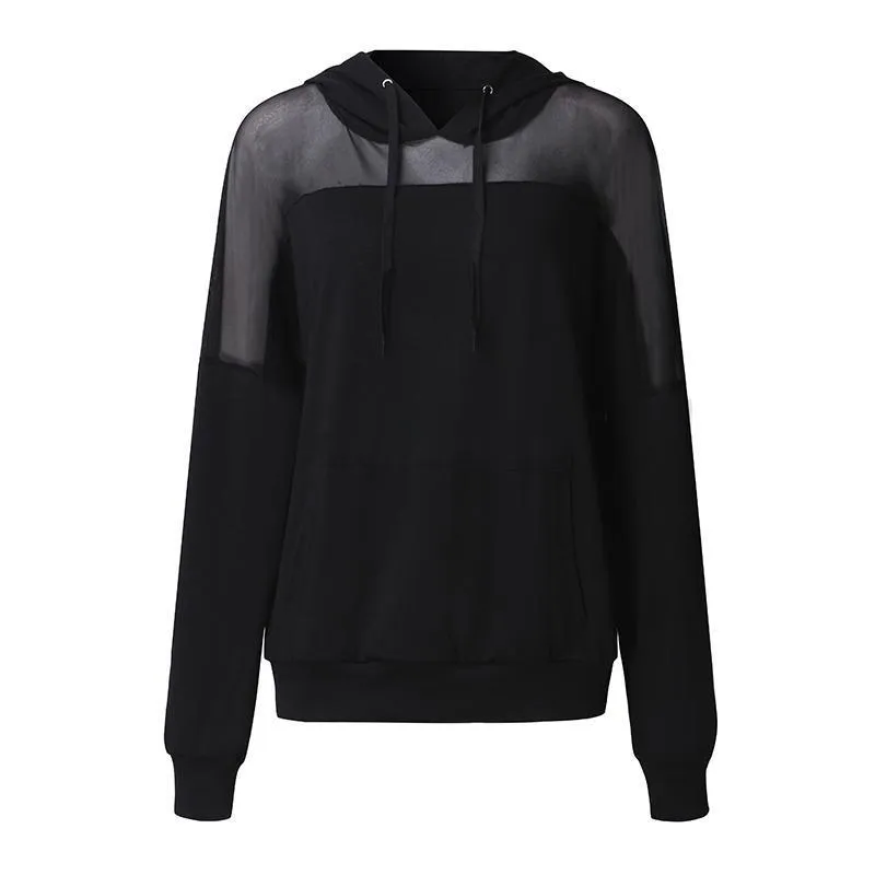 Mesh Patchwork Hooded Shirt
