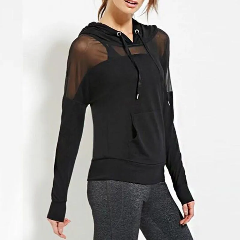 Mesh Patchwork Hooded Shirt