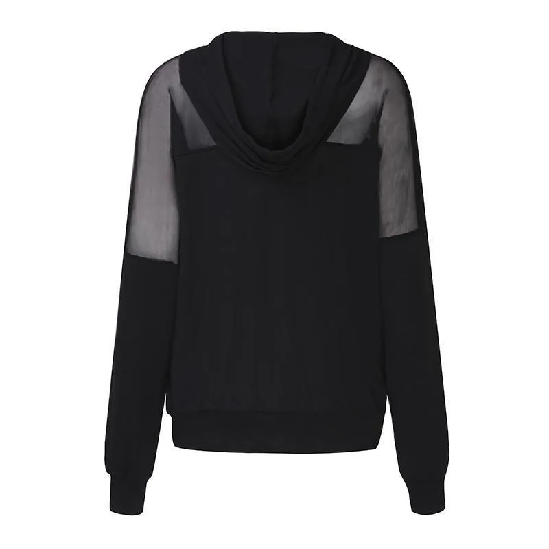 Mesh Patchwork Hooded Shirt