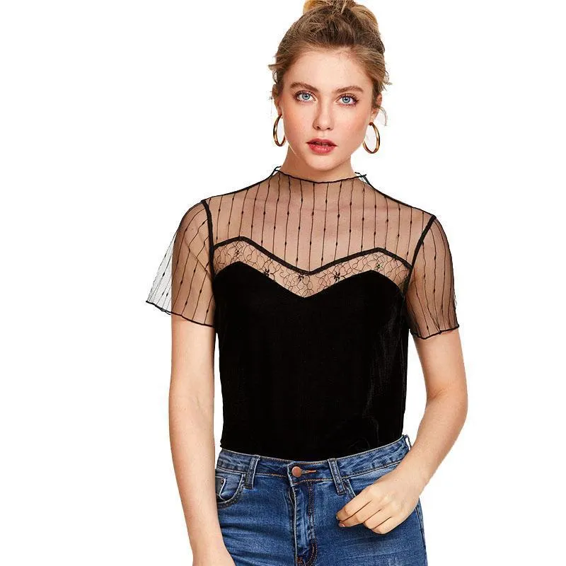 Mesh Patchwork Shirt