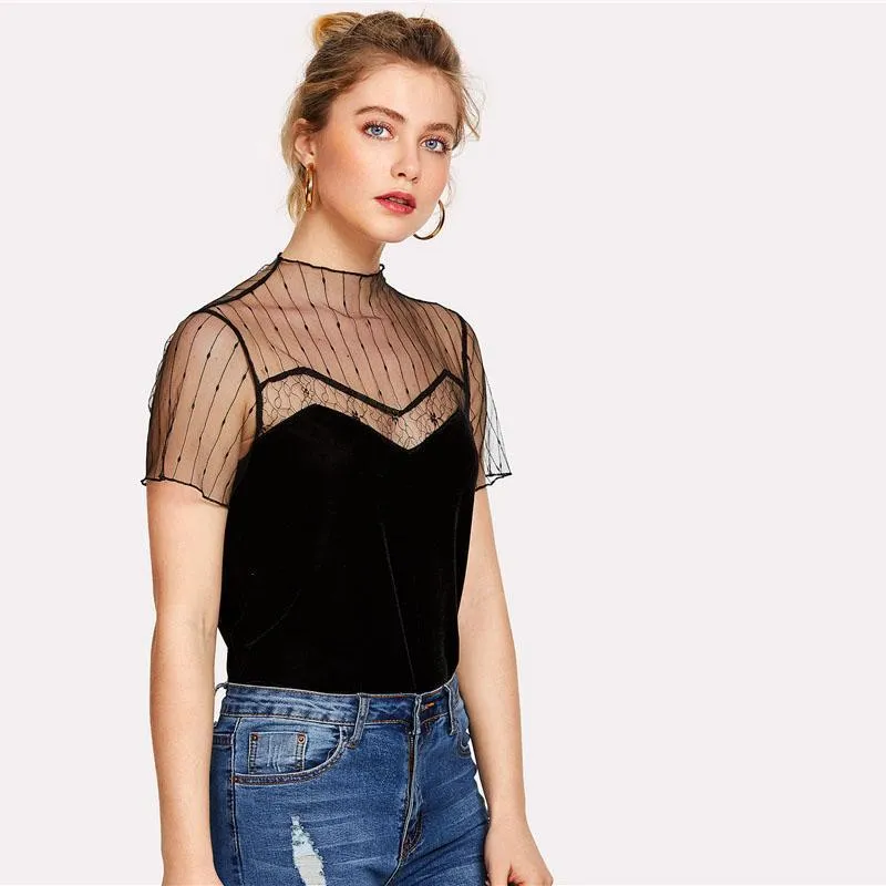 Mesh Patchwork Shirt