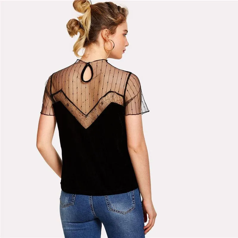 Mesh Patchwork Shirt