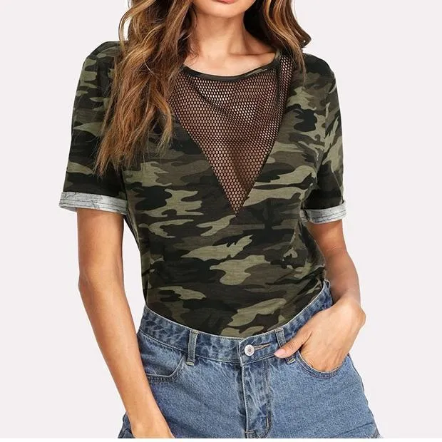Mesh V-Neck T-Shirt