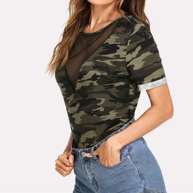 Mesh V-Neck T-Shirt