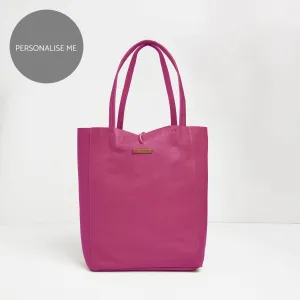 Milan Soft Leather Tote Bag in Fuchsia Pink