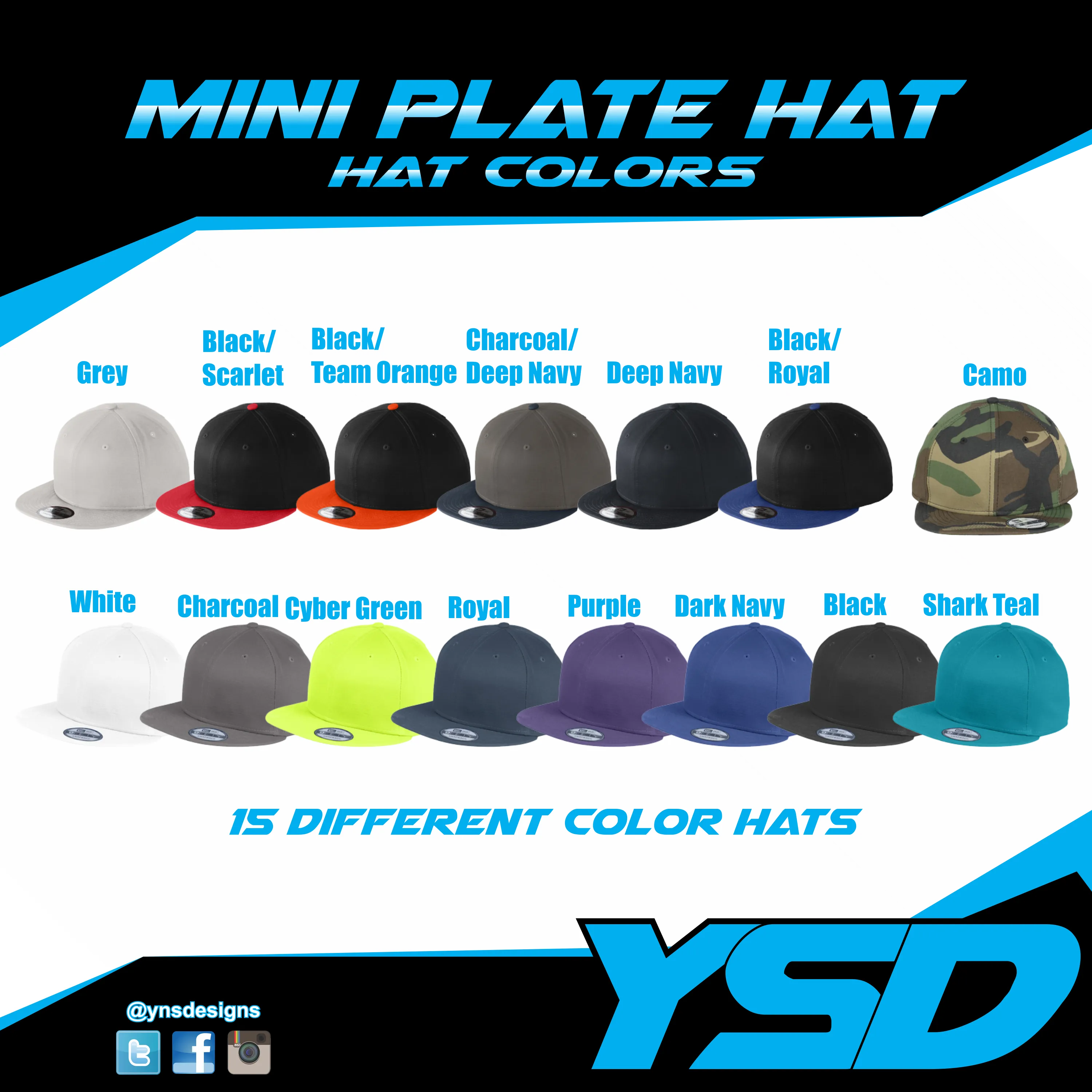 Mini plate Flat bill hat