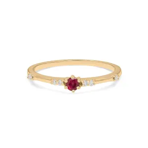 Minimalist Ruby Band Gold Ring