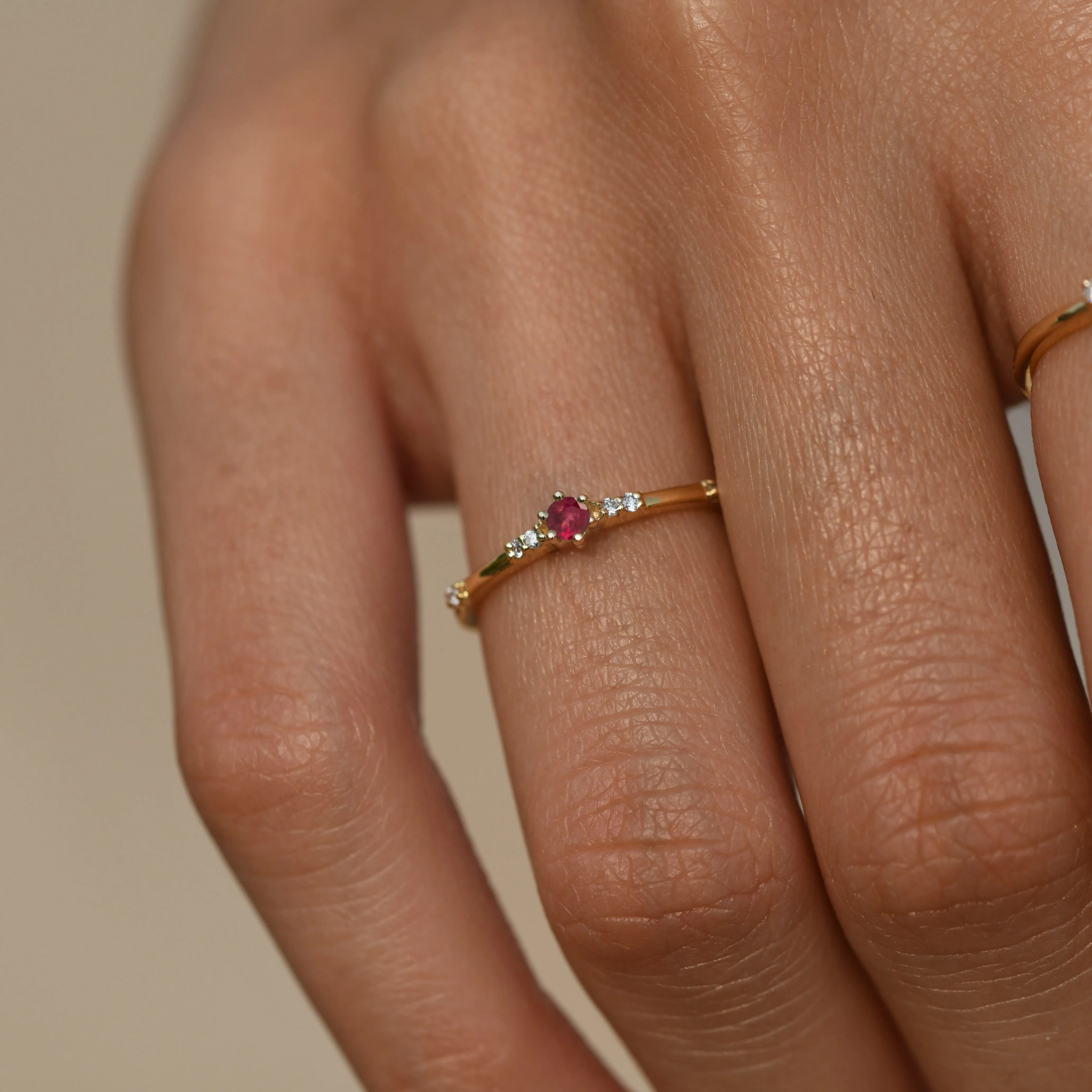 Minimalist Ruby Band Gold Ring
