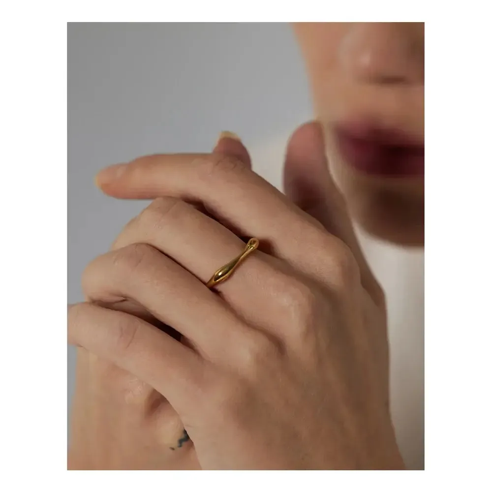 Minimalist Texture Geometric Ring