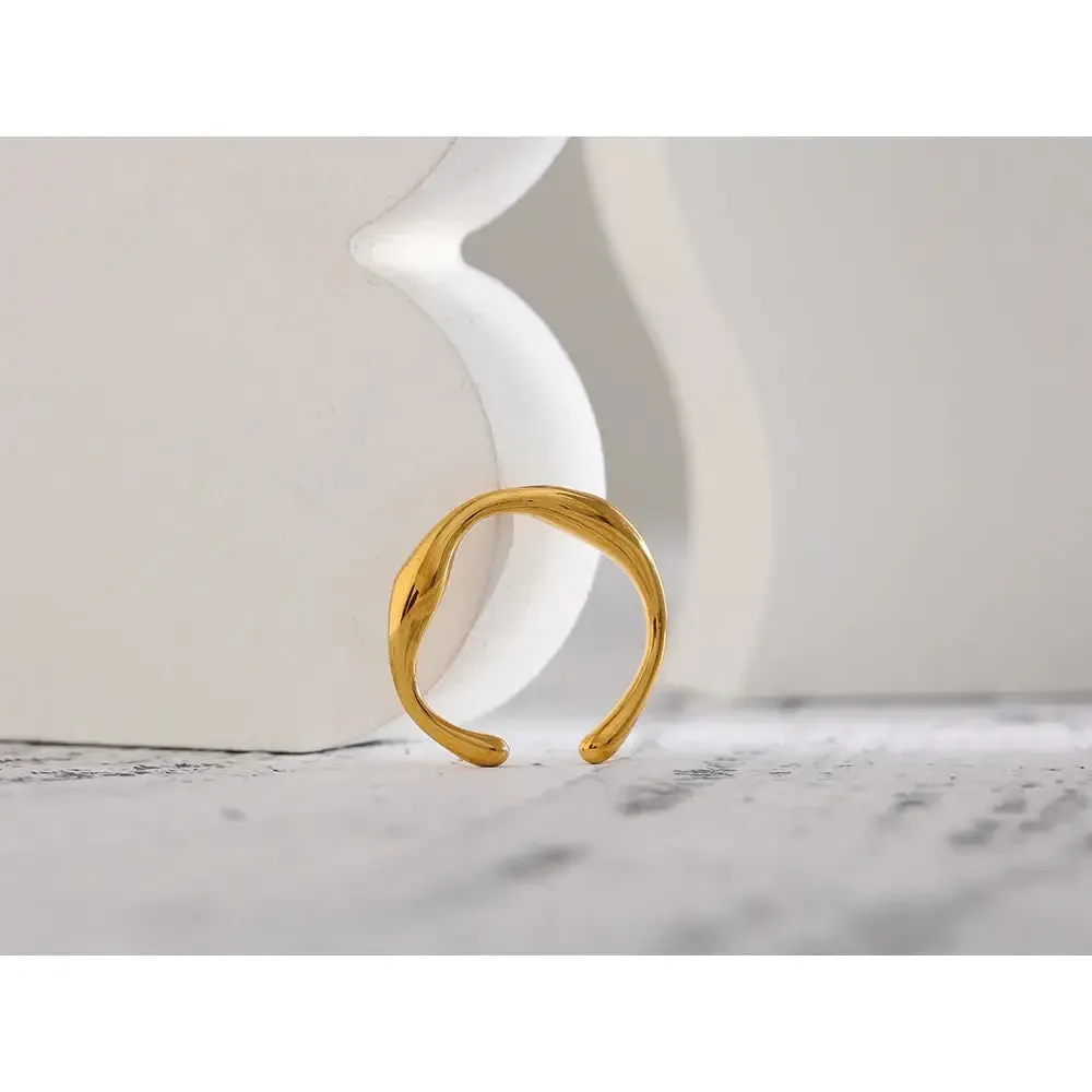 Minimalist Texture Geometric Ring