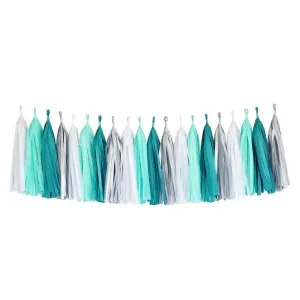 Mint Turquoise Blue Silver White Tassel Garland Banner Party Decoration Wedding