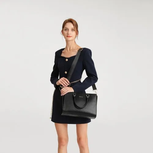 Miss Lulu Leather Look Classic Handbag Tote Bag - Black