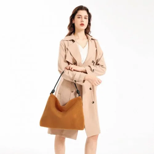 Miss Lulu Minimalist Chic Tote With Personality - Brown