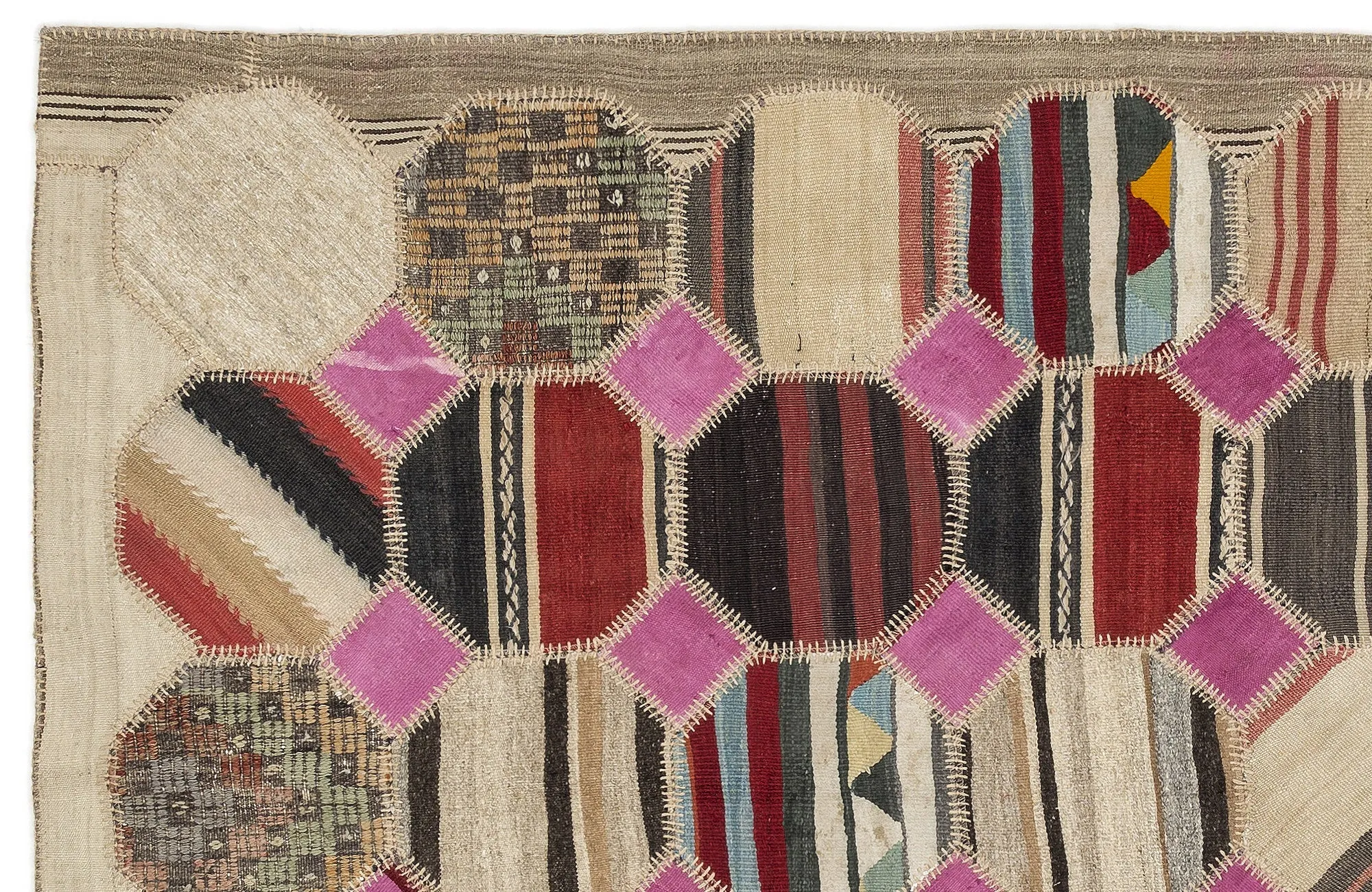 Mixed Over Dyed Kilim Patchwork Unique Rug 5'3'' x 9'10'' ft 161 x 299 cm