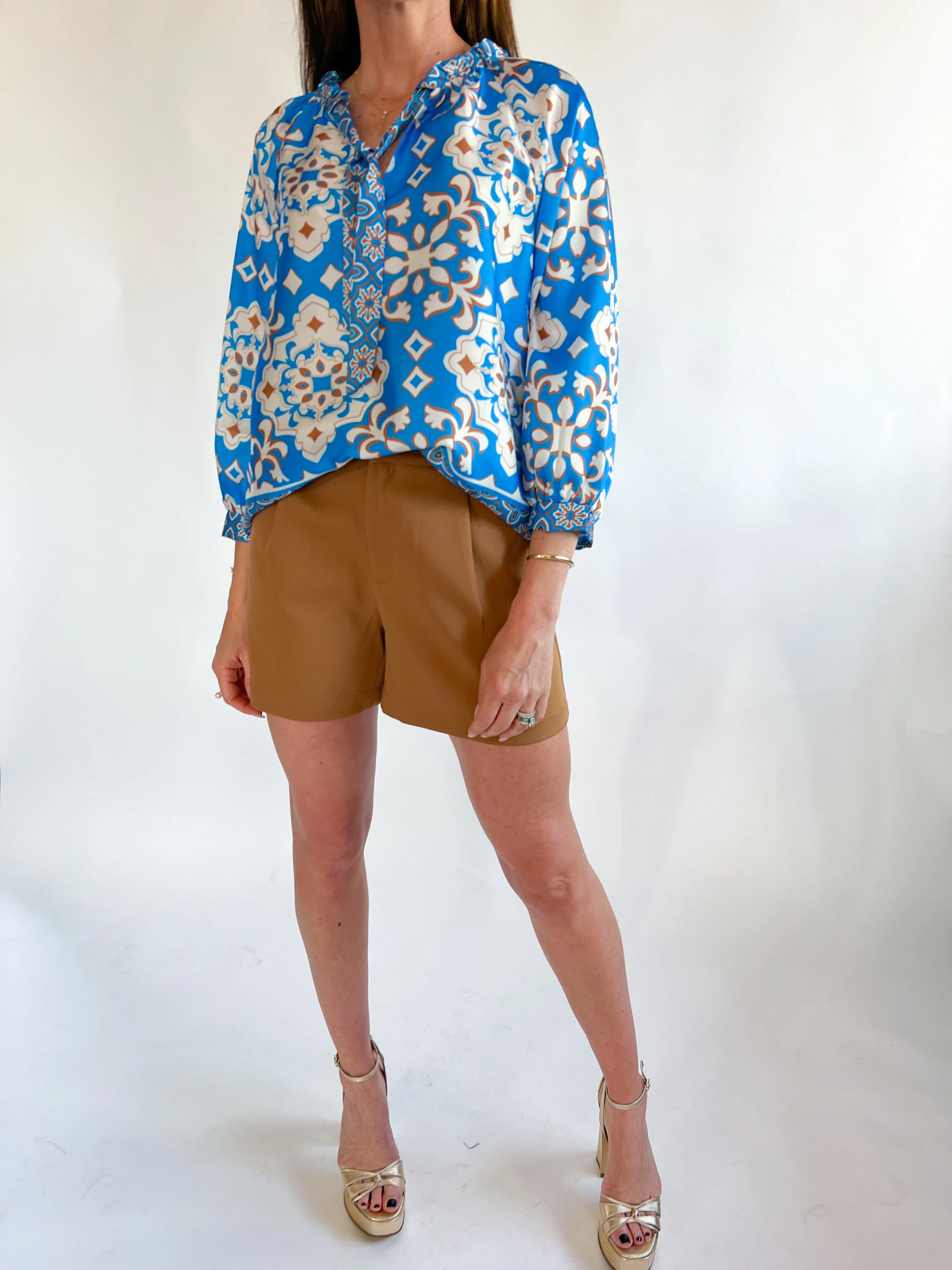 Mocha Front Pleated Short