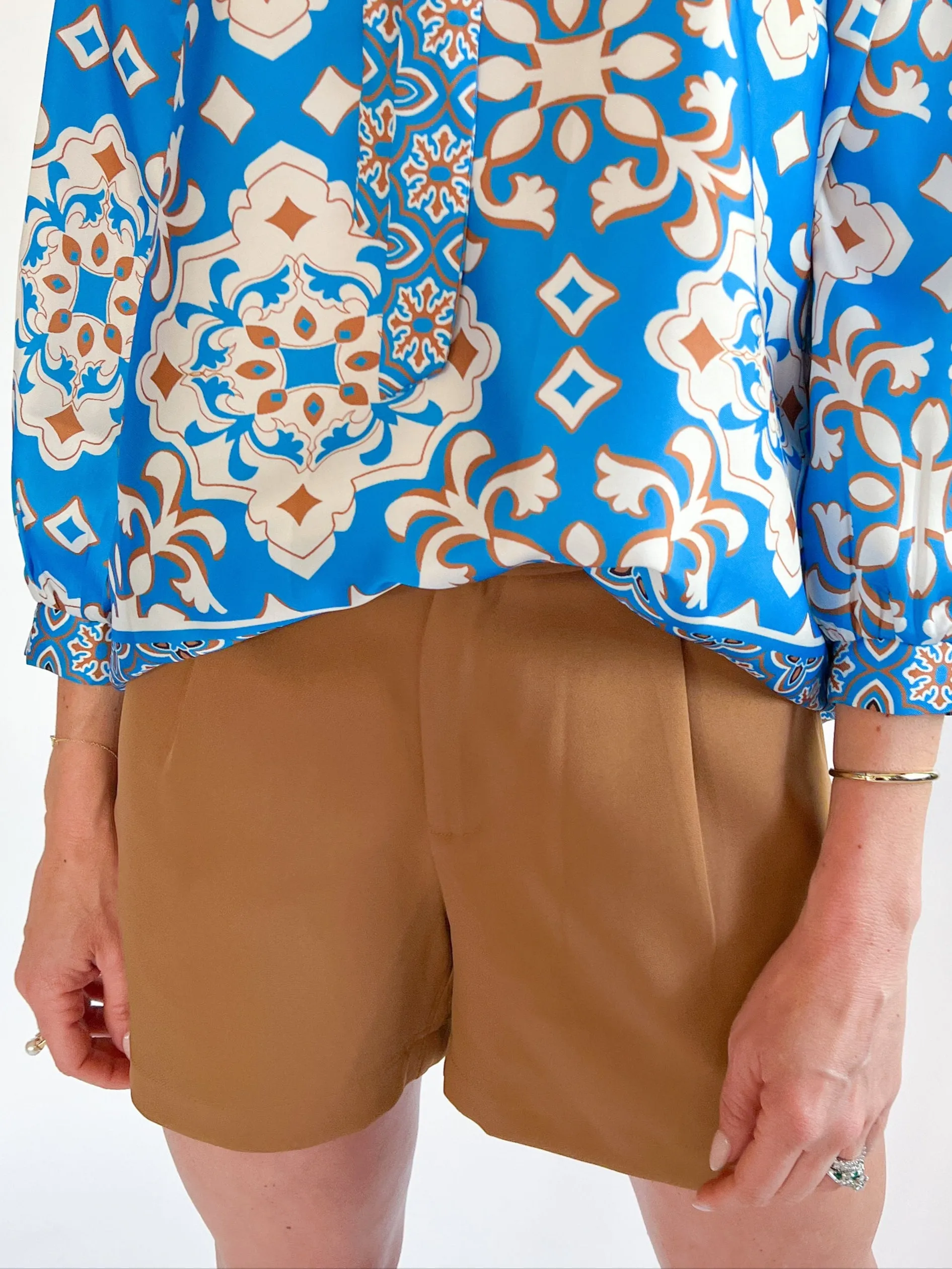 Mocha Front Pleated Short
