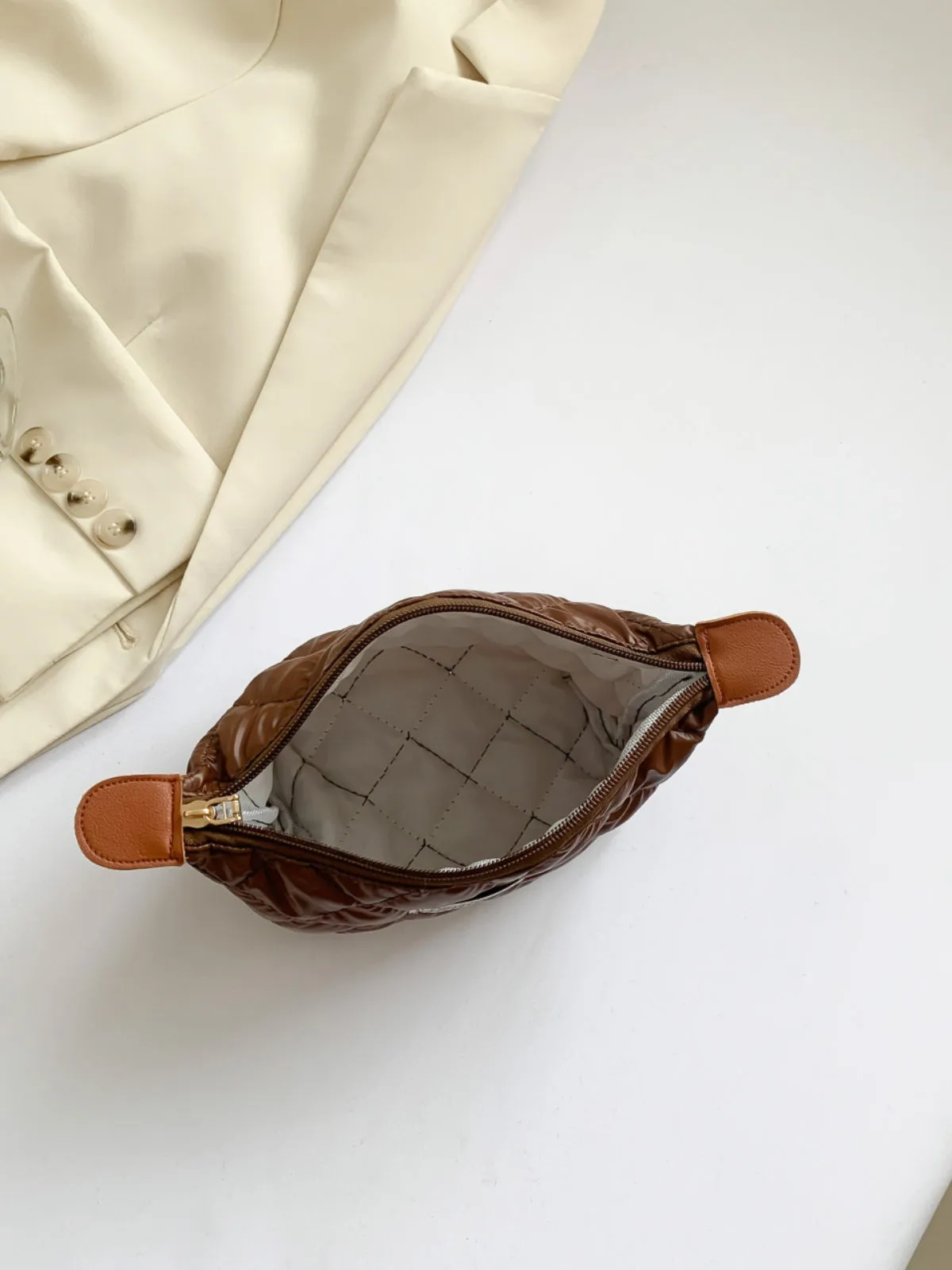 Modern Solid quilted clutch bag with Zipper