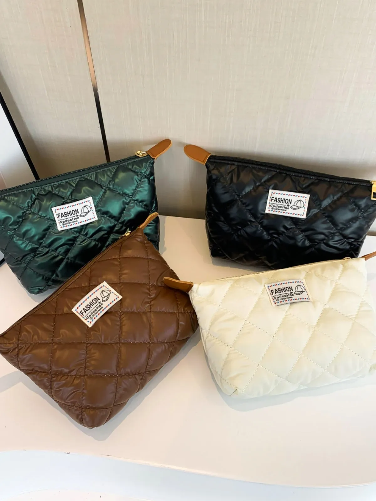 Modern Solid quilted clutch bag with Zipper