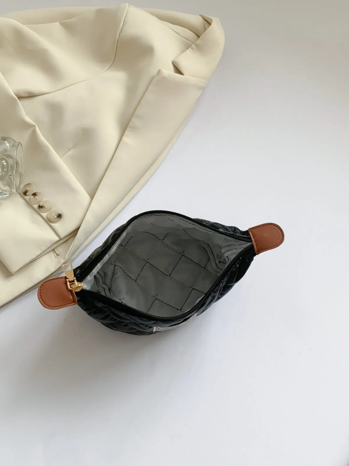 Modern Solid quilted clutch bag with Zipper