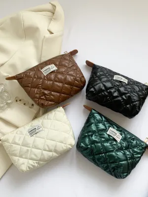 Modern Solid quilted clutch bag with Zipper