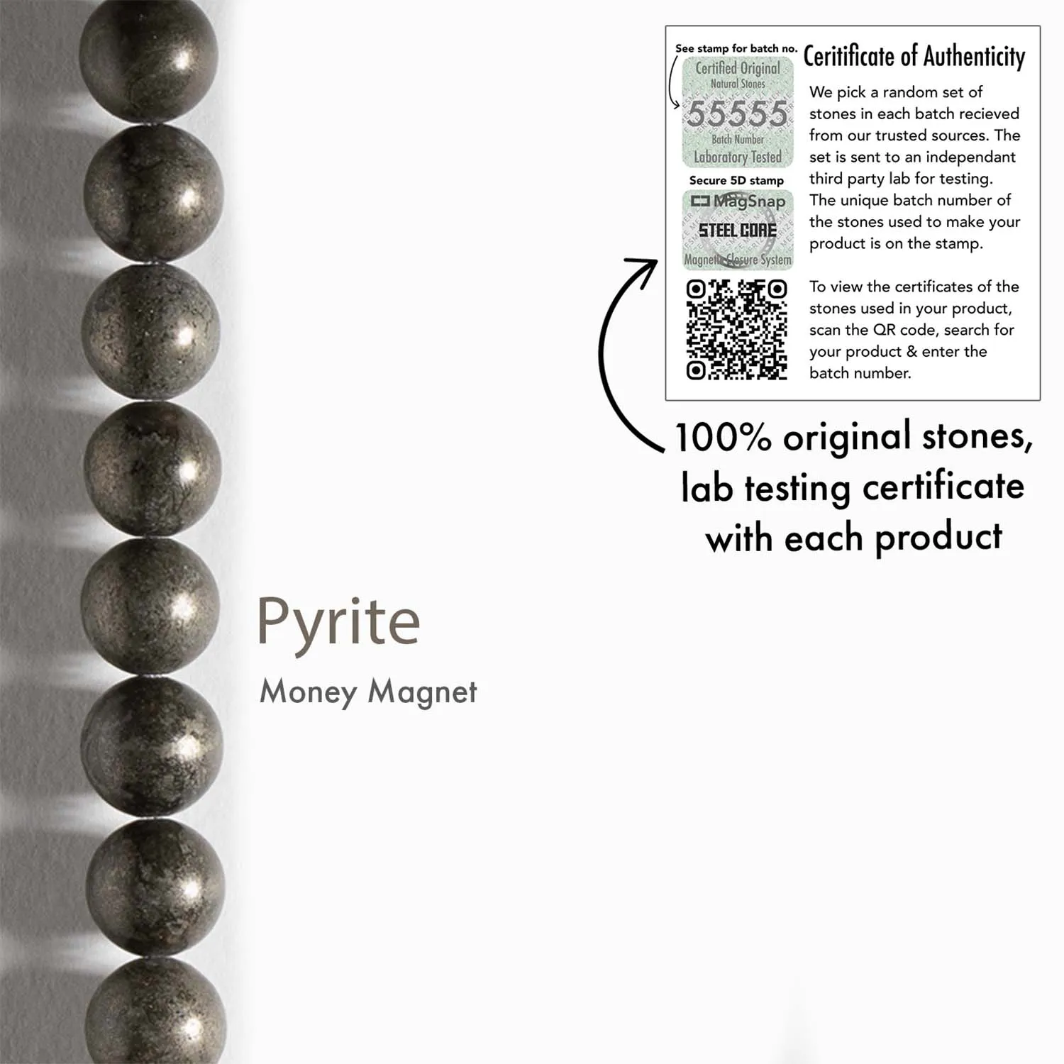 Money Magnet Pyrite Natural Stone Bracelet