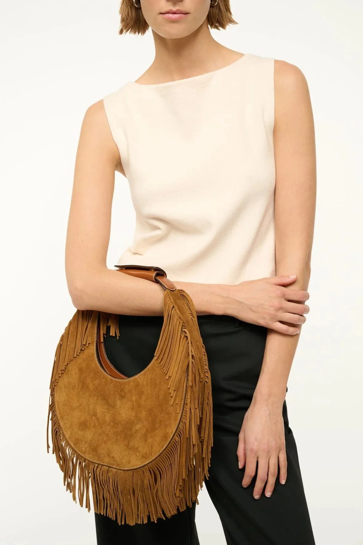 Moon Tote Bag- Tan Fringe