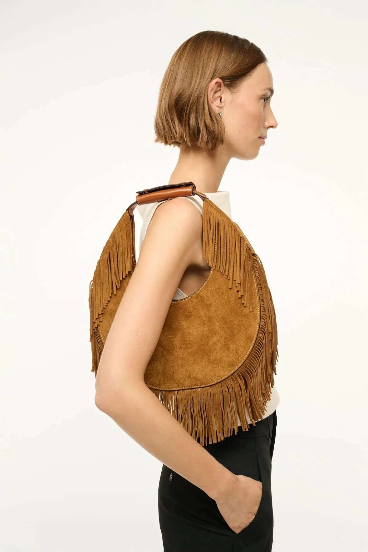 Moon Tote Bag- Tan Fringe