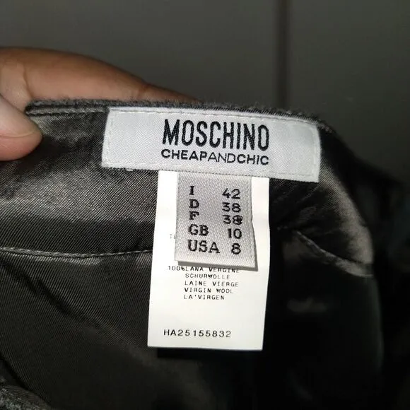Moschino Cheap And Chic Trumpet Wool Skirt Womens Size 8 Grey Career Workwear