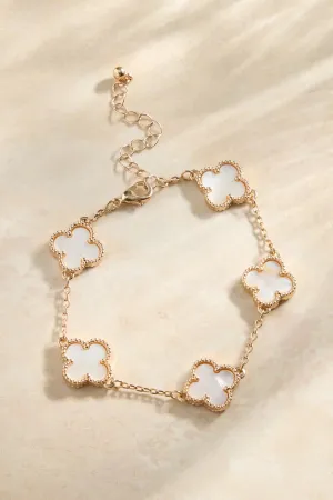 Mother of Pearl Double Sided Clover Station Bracelet