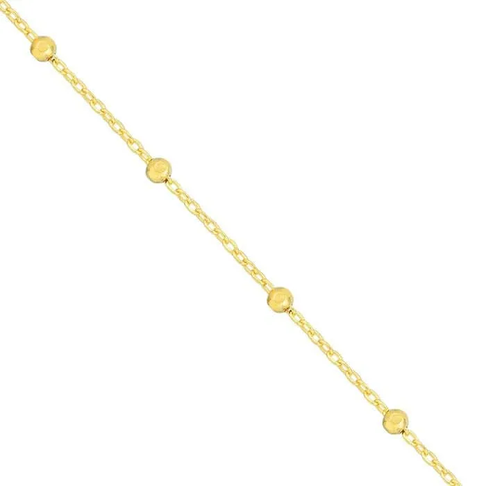 Mountz Collection 18" Diamond-Cut Saturn Bead Cable Chain in 14K Yellow Gold