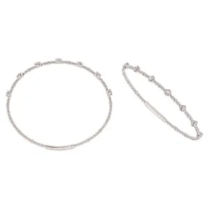 Mountz Collection Oval Diamond Station Flex Bangle Bracelet in 14K White Gold