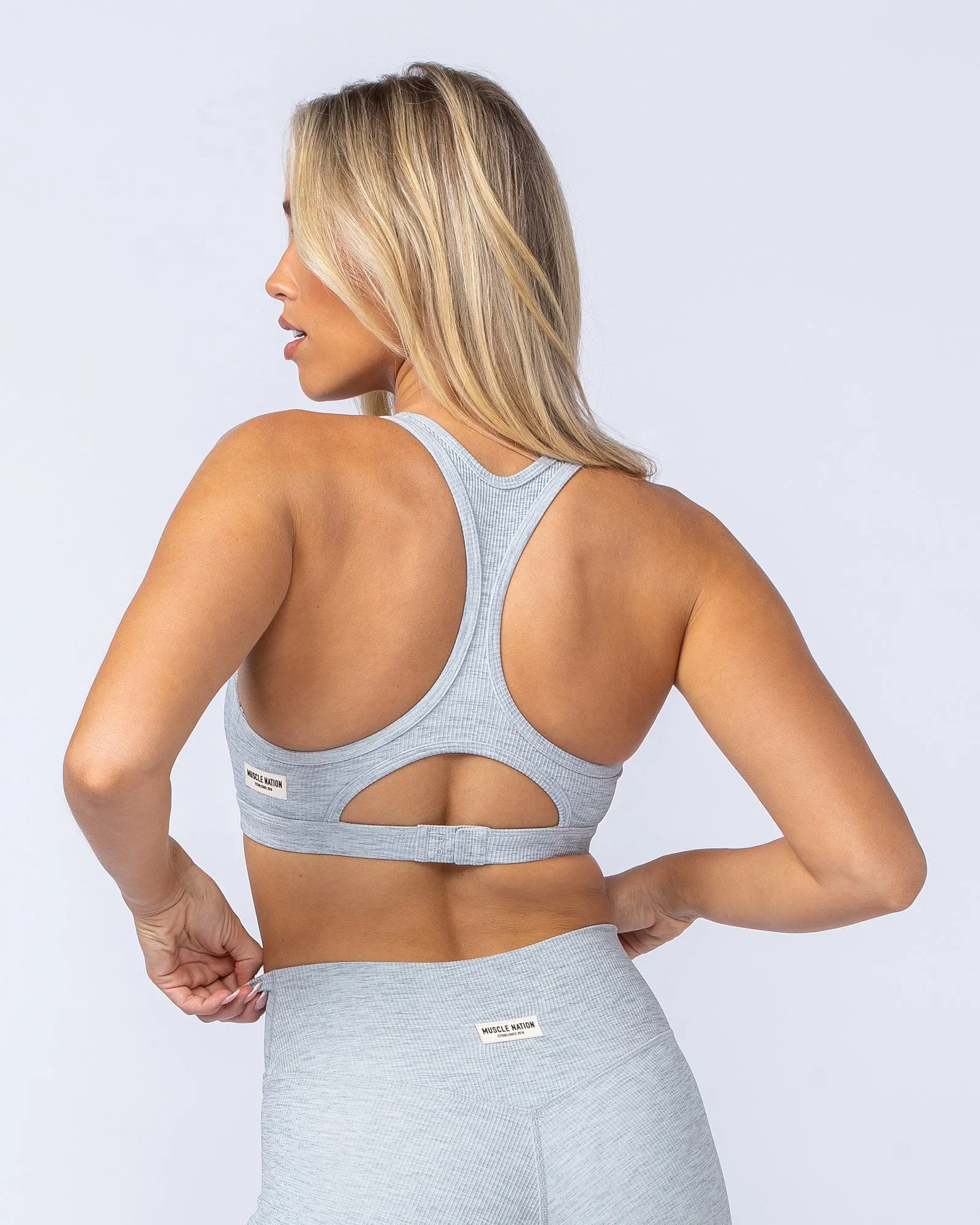 Muscle Nation | Drew Rib Bra - Grey Marl