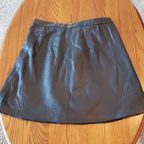 Muubaa black lamb leather a-line mini skirt, size 4