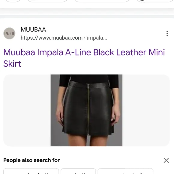 Muubaa black lamb leather a-line mini skirt, size 4