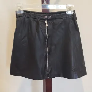 Muubaa black lamb leather a-line mini skirt, size 4