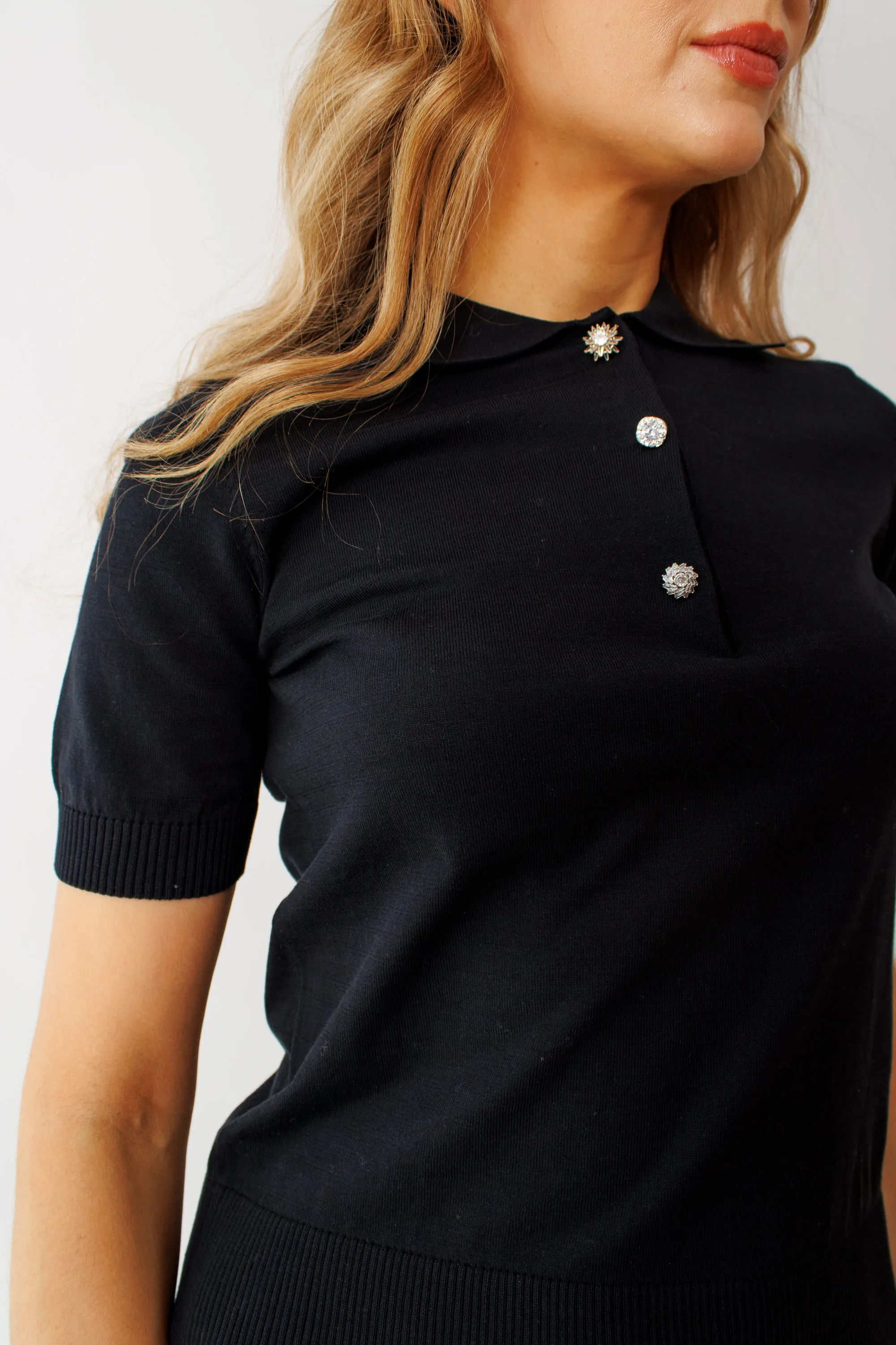 N°21 Bejeweled Snap Closure Cotton Polo