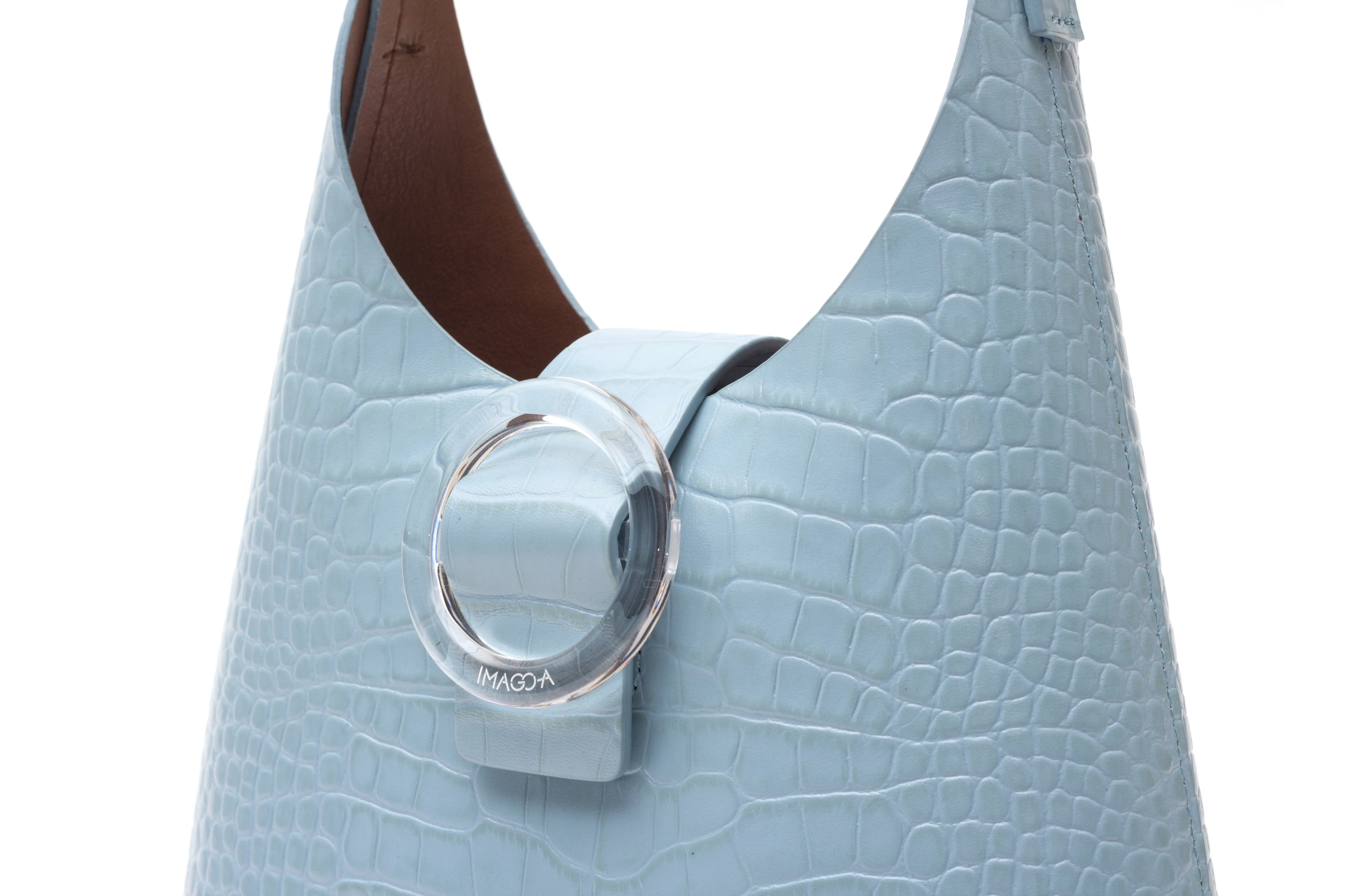 Nº44 Lucite Buckle Mini - Pale Blue Croc
