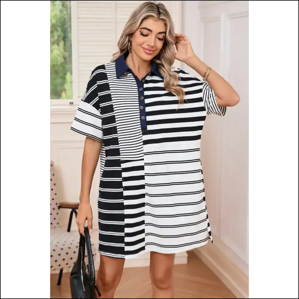 Needful Things: Black Striped Patchwork Dress - Warning: May Cause Stares 🖤