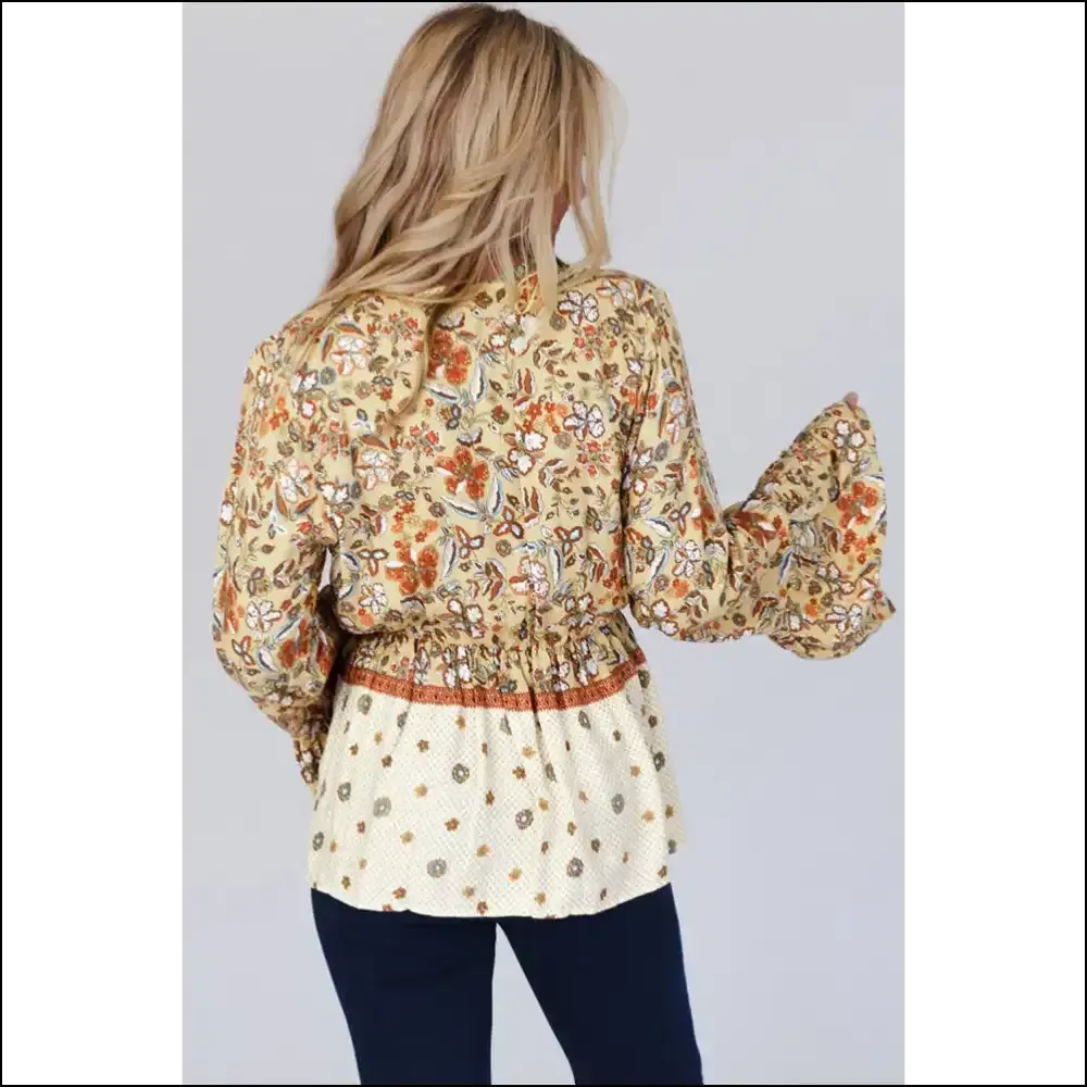 Needful Things: v Neck Bell Sleeve Floral ! 🌼 Yellow Floral Power!