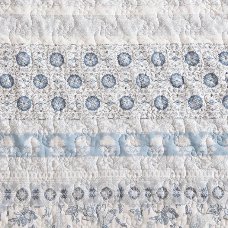 NEW Bungalow Rose Mikle Block Print 100% Cotton Quilt Set - Queen Size Retails $163 