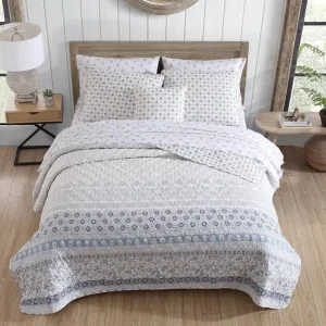 NEW Bungalow Rose Mikle Block Print 100% Cotton Quilt Set - Queen Size Retails $163 
