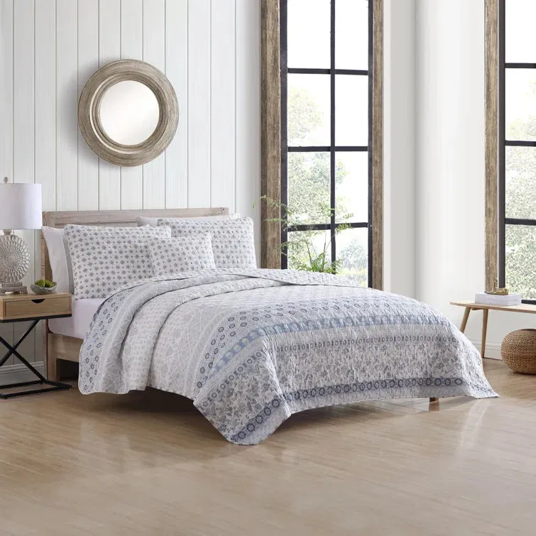 NEW Bungalow Rose Mikle Block Print 100% Cotton Quilt Set - Queen Size Retails $163 