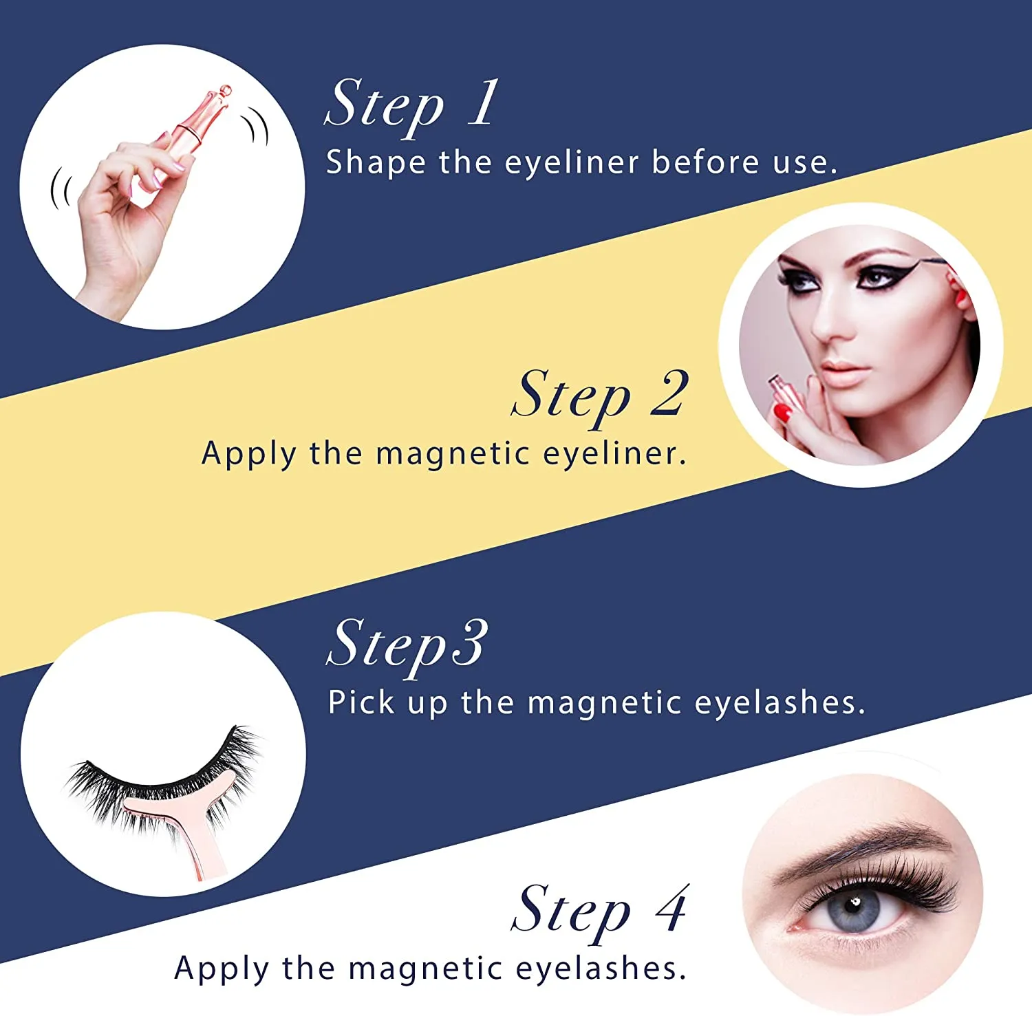 New in package! Arishine 5 Pairs Reusable Magnetic Eyelashes and 2 Tubes of Magnetic Eyeliner Kit - No Glue Needed
