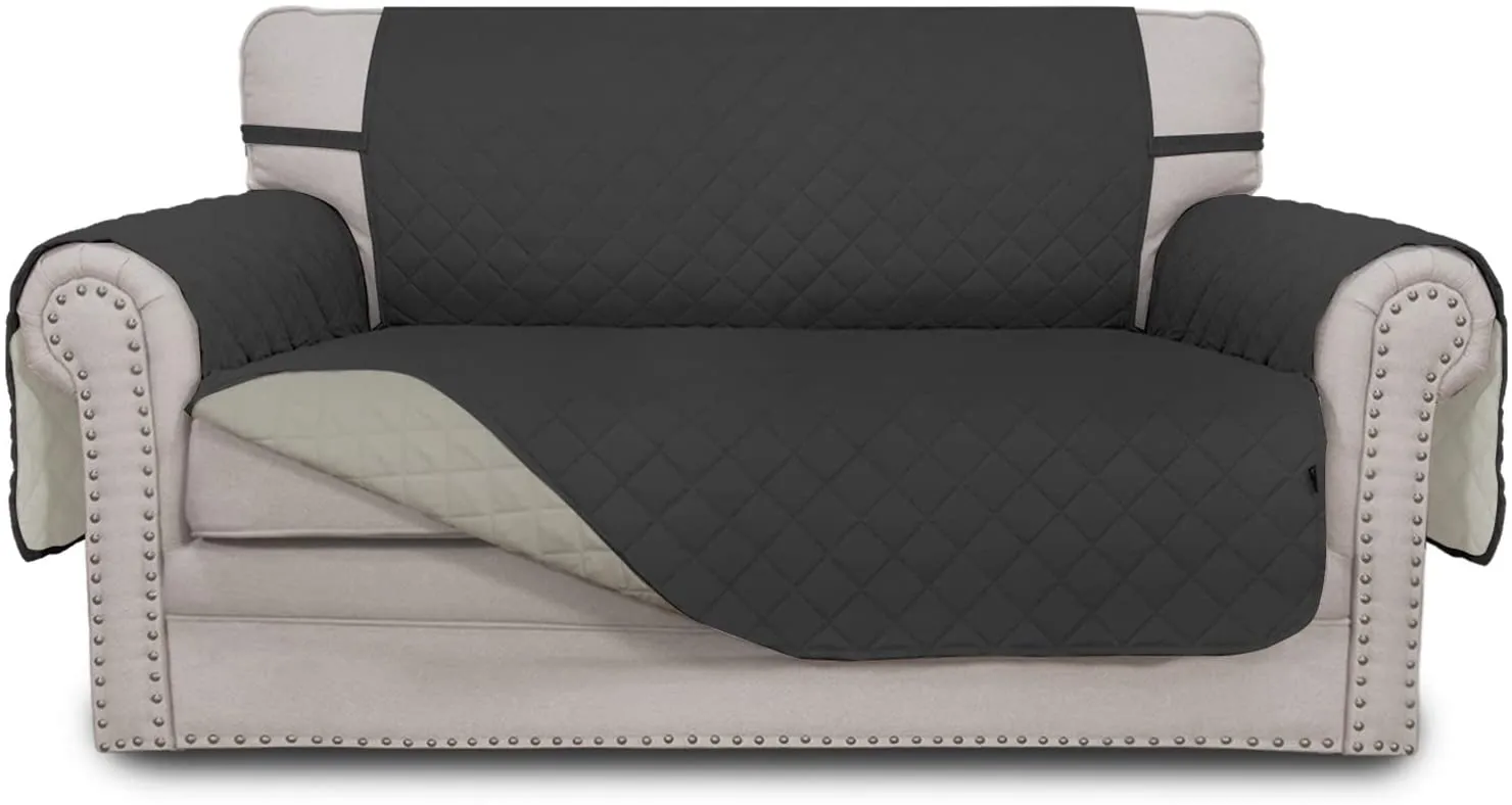 New in package! Easy-Going Sofa Slipcover Reversible Sofa Cover Furniture Protector Couch Cover with Elastic Straps for Pets Kids Children Dog Cat (Loveseat, Dark Grey/Beige)