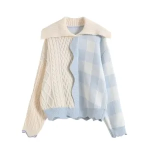 New Long Sleeve Doll Collar Knitting Sweater Women