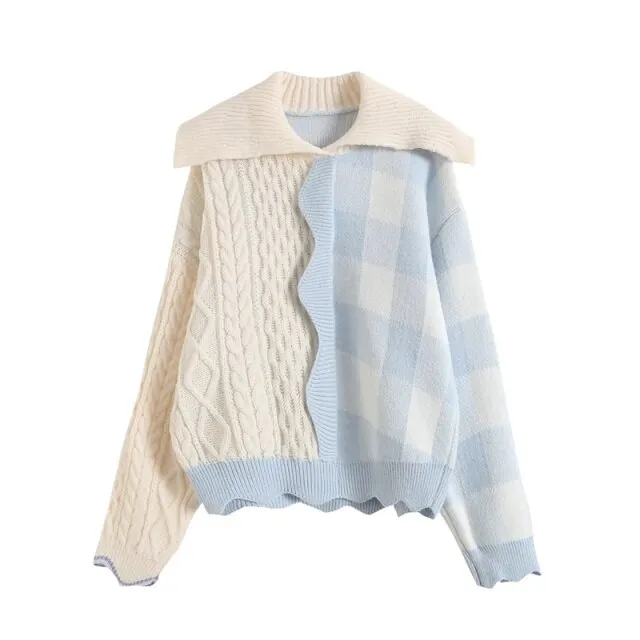 New Long Sleeve Doll Collar Knitting Sweater Women