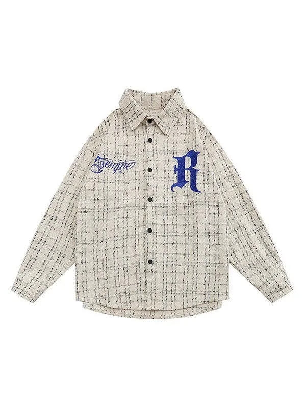 NEW Unisex Oversized Embroidered Checkered Tweed Jacket - Size XXL Retails $63 