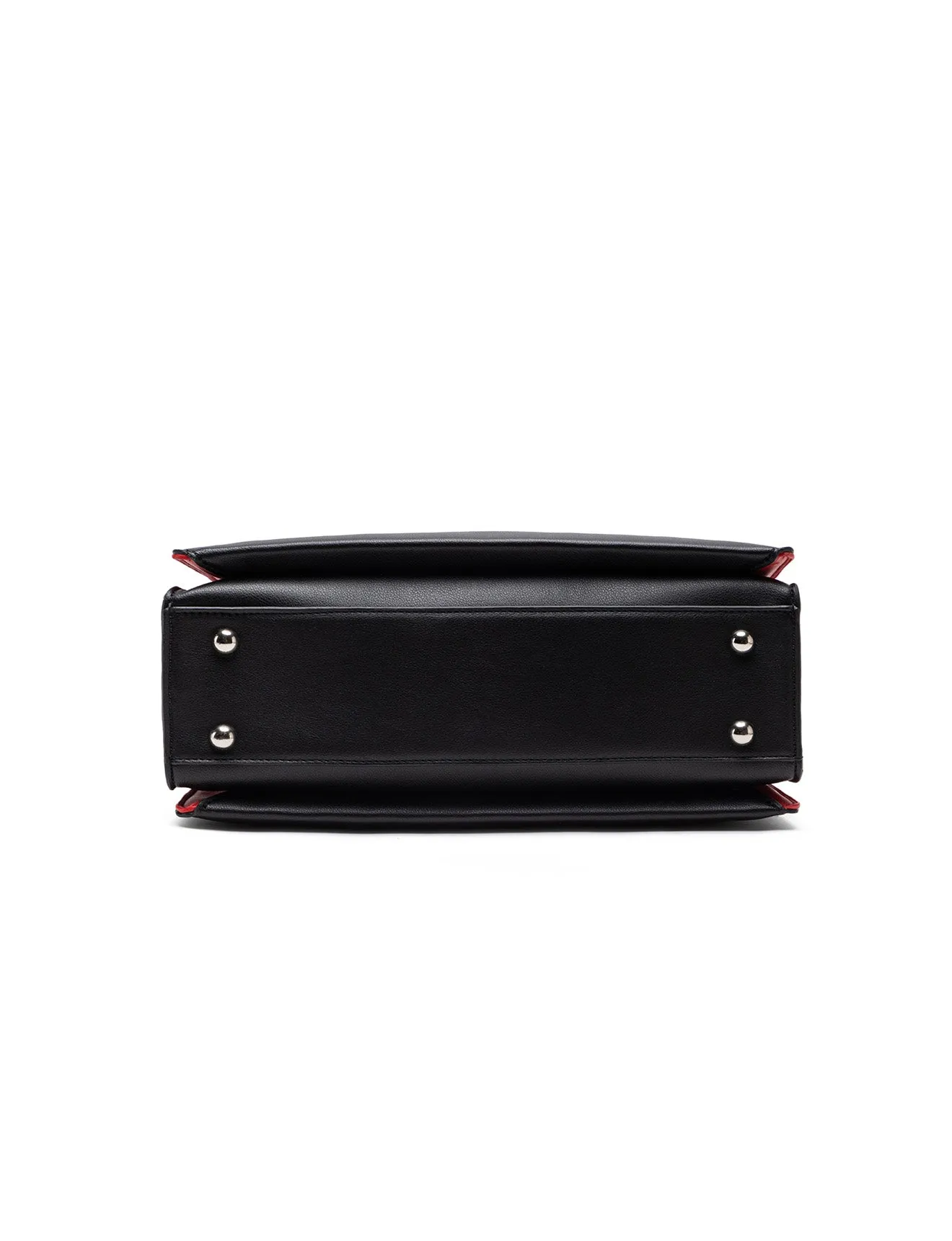 NIGELLA VEGAN TRIPLE COMPARTMENT BAG- BLACK/SILVER/LEOPARD/RED- XB-2306-BLK/SIL -SALE